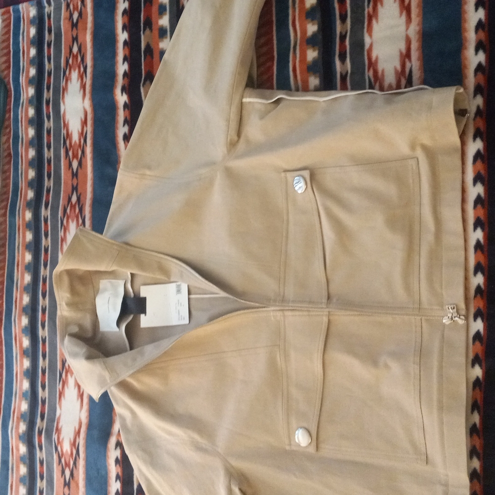 Adam Lippes khaki zip up casual rain coat L